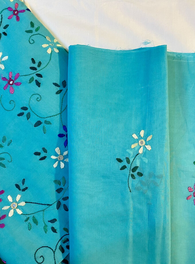 3 PC - Sea green Chicken Embroidered Multicolour Mirror work