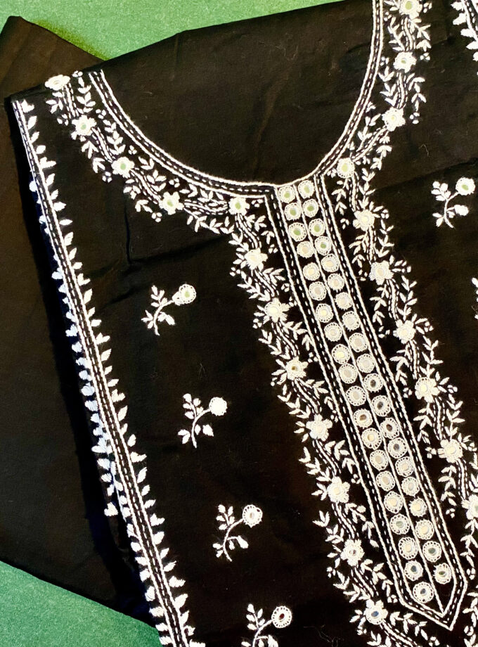 2 - PC Black White Chicken Embroidery & Mirror Work Shirt trouser