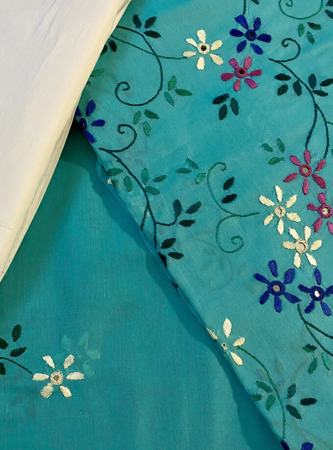 3 PC - Sea green Chicken Embroidered Multicolour Mirror work