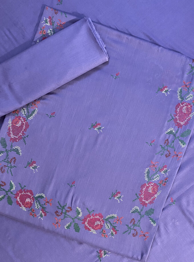 3 - PC Purple Cross stitch Multicolour