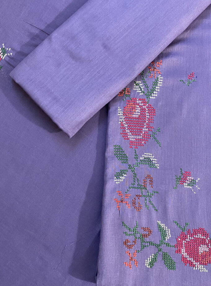 3 - PC Purple Cross stitch Multicolour