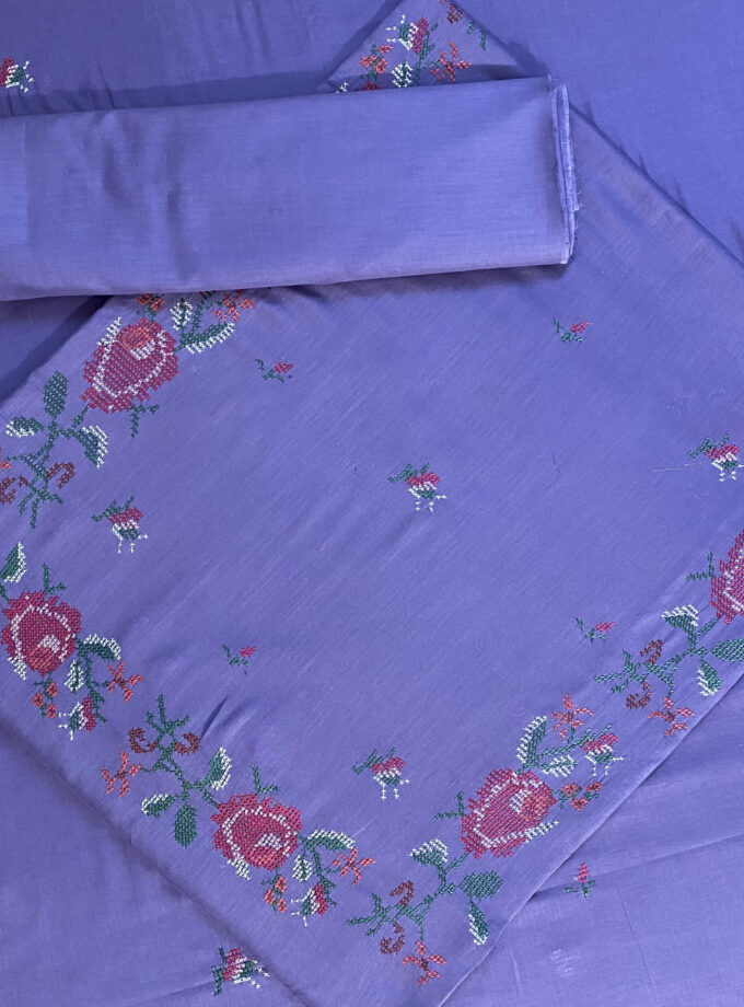 3 - PC Purple Cross stitch Multicolour