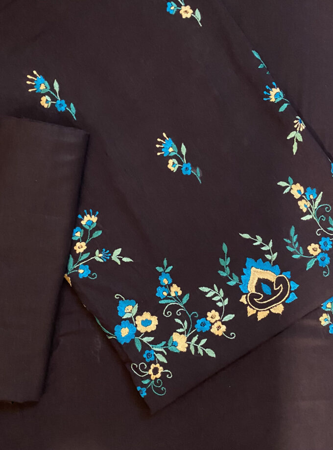 3 PC - Navy blue Chicken Embroidered Suit