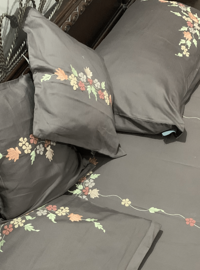 5 Pc PP Work Cotton Silk Bedsheet