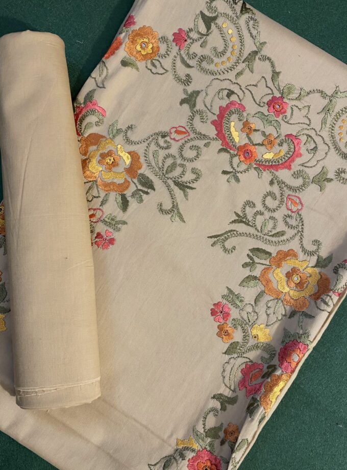 2p - Suit Embroidered Fawn Lawn