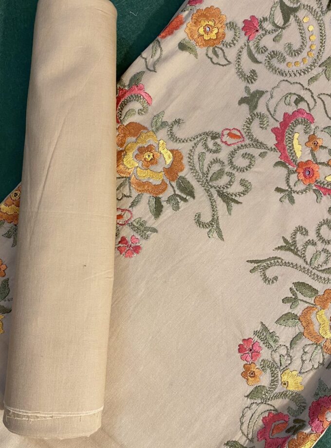 2p - Suit Embroidered Fawn Lawn