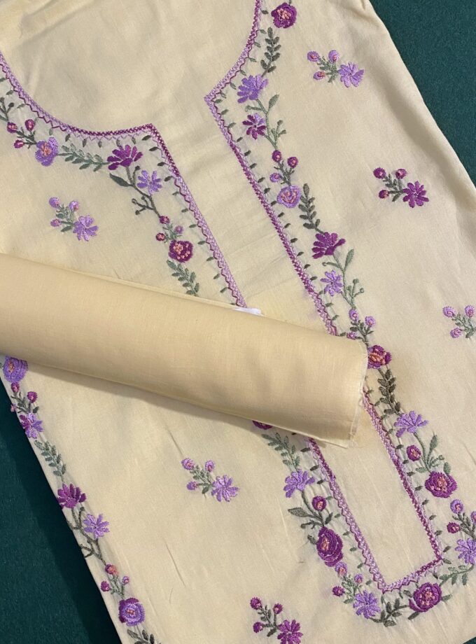 2p - Suit Embroidered Yellow Lawn