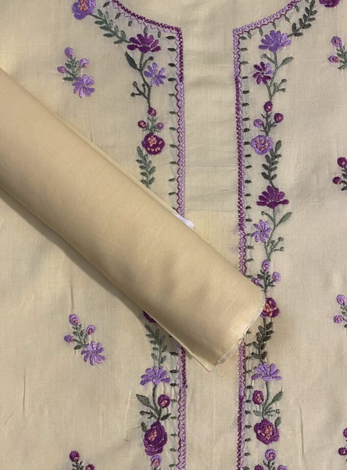 2p - Suit Embroidered Yellow Lawn