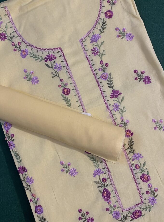 2p - Suit Embroidered Yellow Lawn