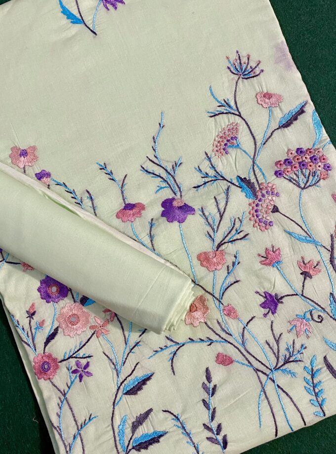 2p - Suit Embroidered Green Lawn