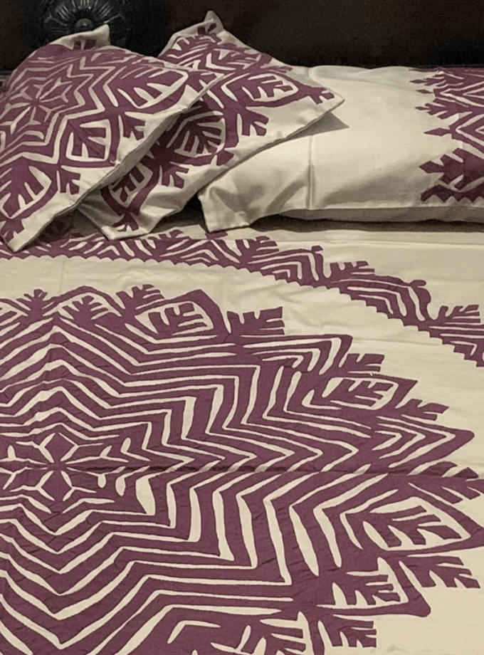 5 pc Applique Cotton Silk Bedsheet