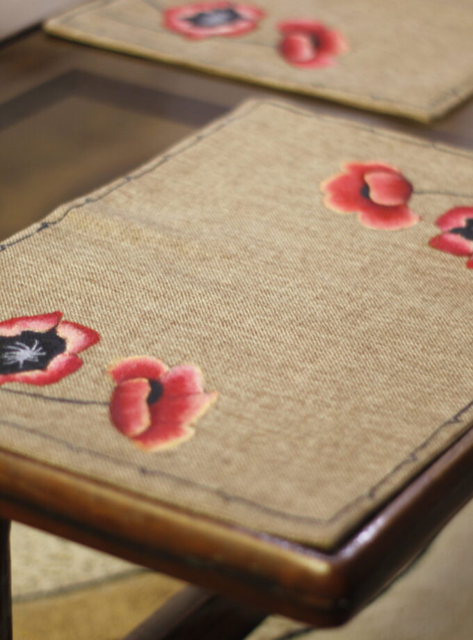 7Pc jute Runner Mat Hand Painted Set