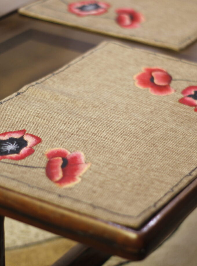7Pc jute Runner Mat Hand Painted Set