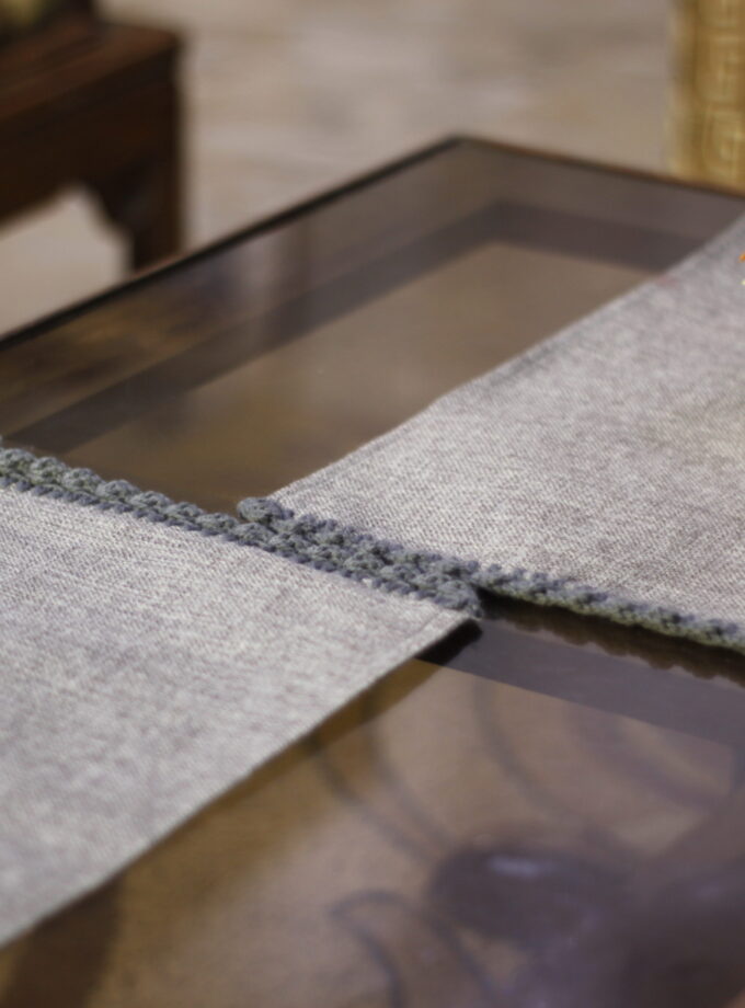 7PC Jute Runner Mats Set with Crochet Embroidery