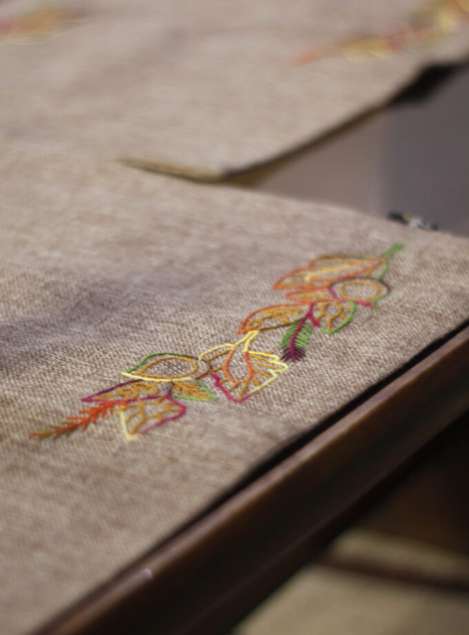 7PC Jute Runner Mats Set with Embroidery