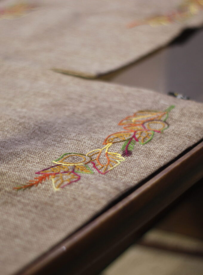 7PC Jute Runner Mats Set with Embroidery