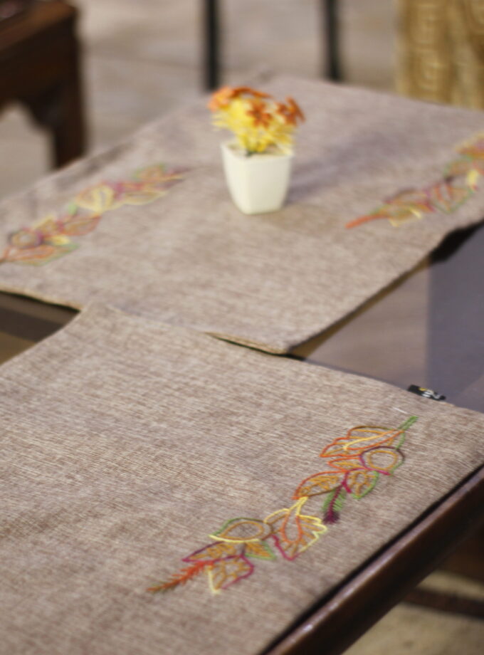 7PC Jute Runner Mats Set with Embroidery