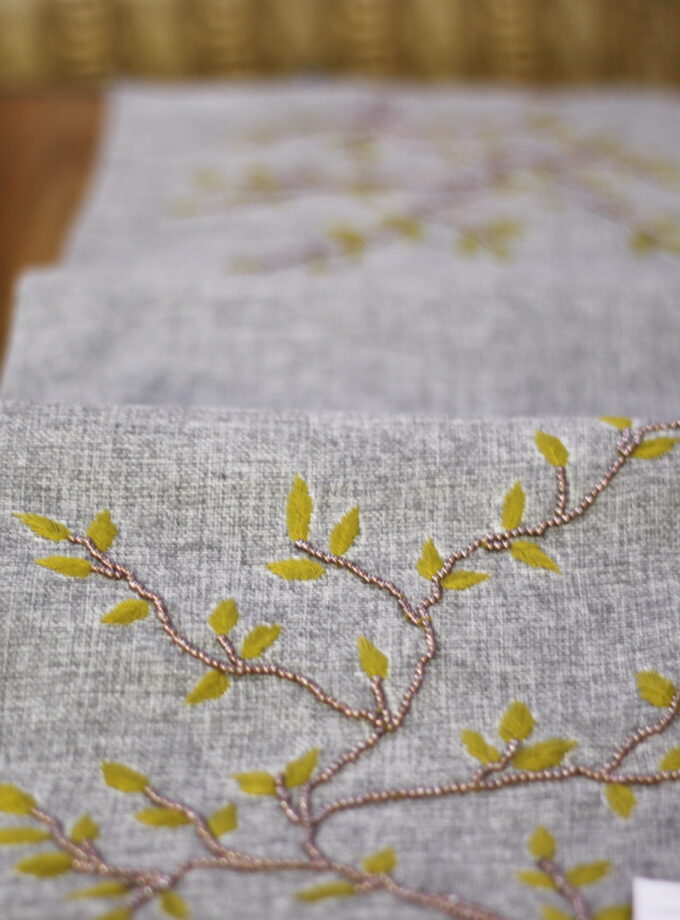 7PC Jute Runner Mats Pearl Embroided Set