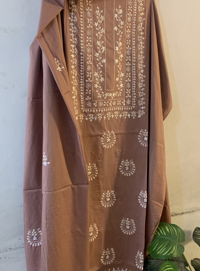 3-Piece PP + Embroidery work Unstitched Suit