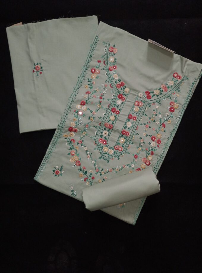 3-Piece Embroidery + Mirror work Unstitched Suit