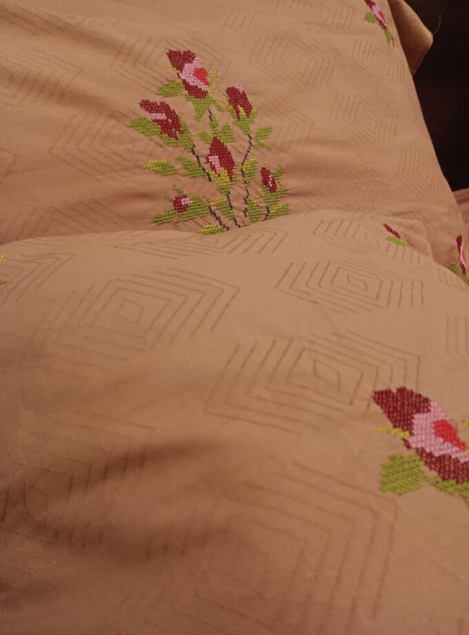 6 pcs Cross-stitch cotton silk Quilt bedsheet Set