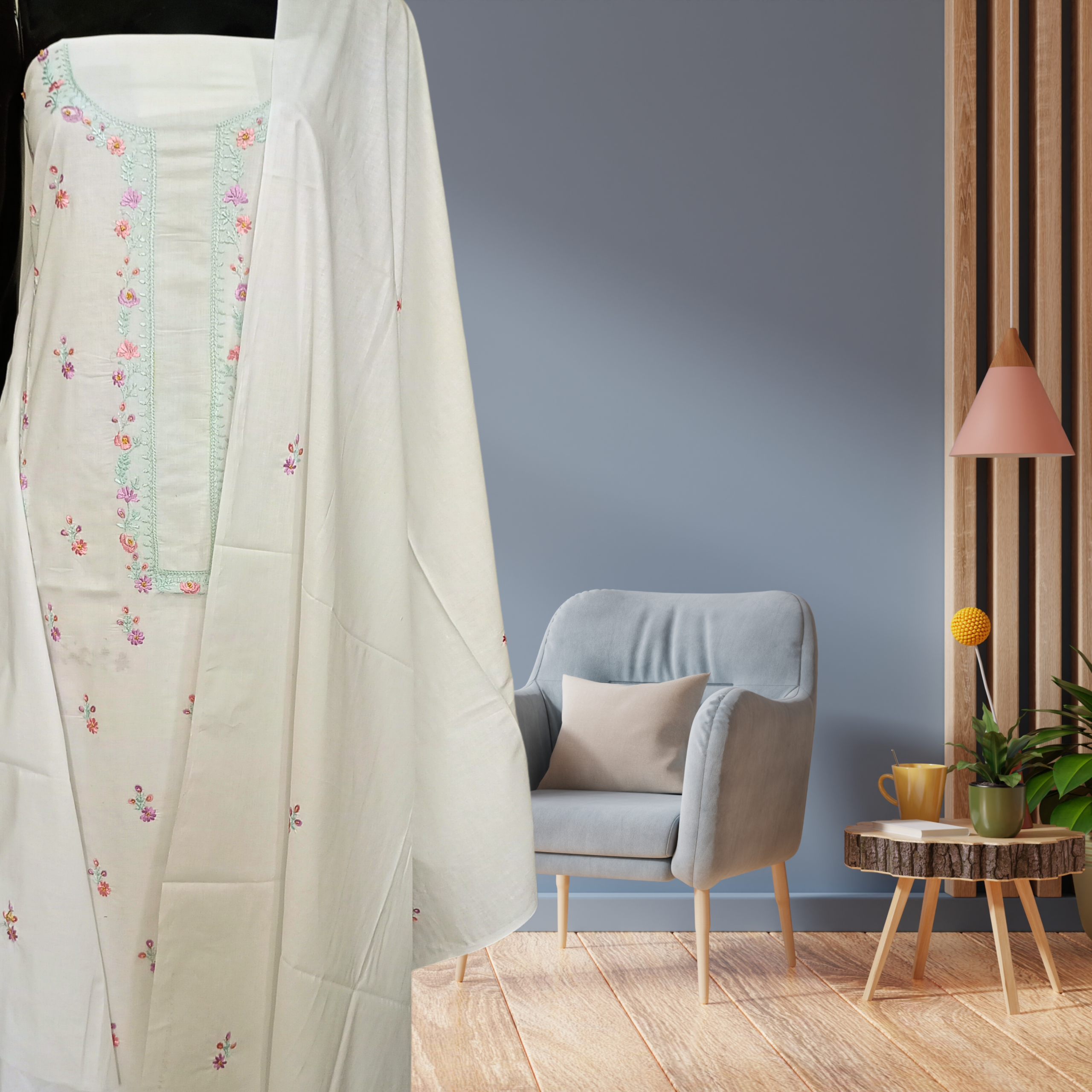 3 Pc Embroidered Lawn - Image 2