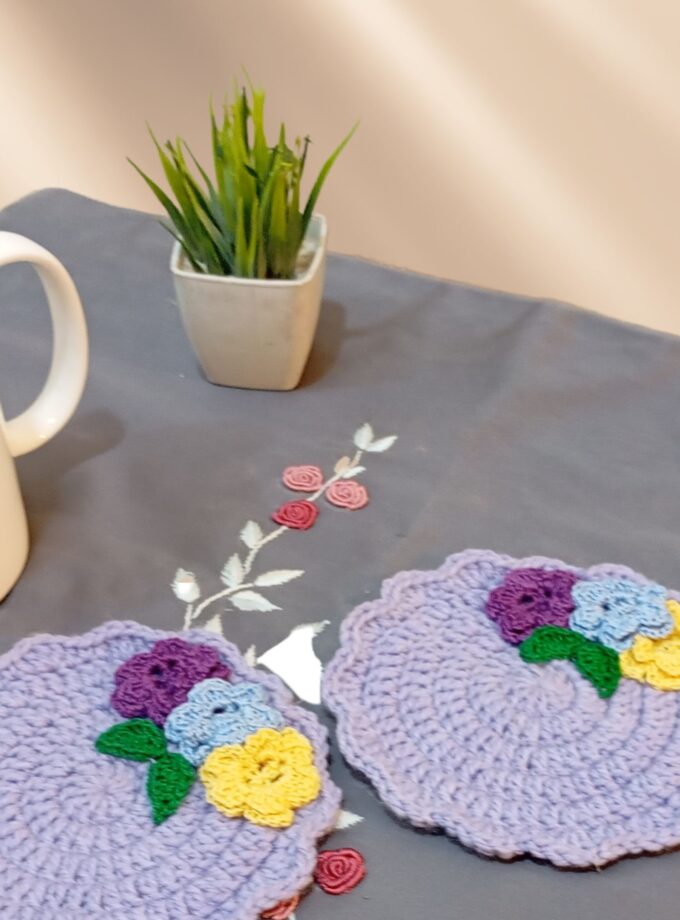 3 D Flowers Design Tea Coaster