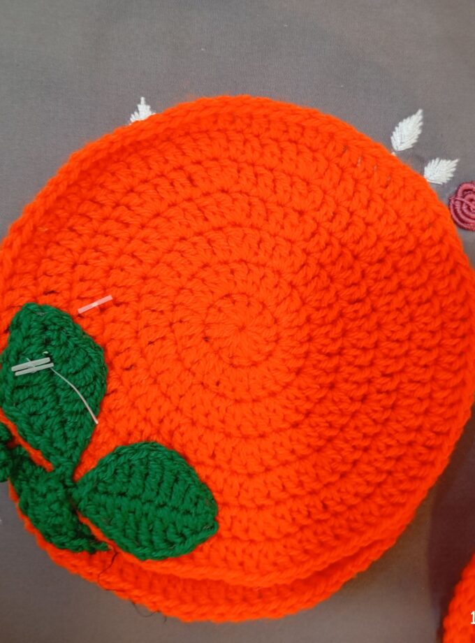 Orange with leaves design Tea Coaster