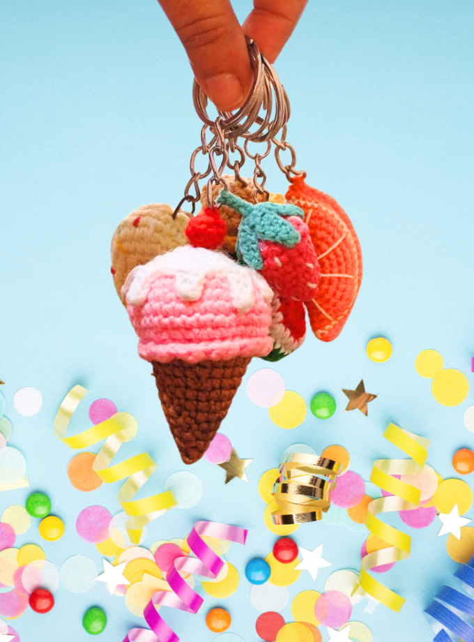 Crochet Keychain Ice-cream