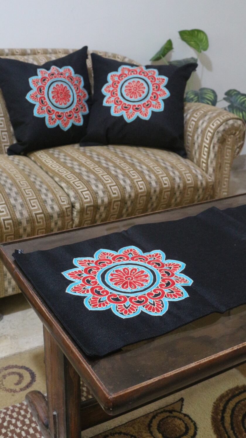 6 Pcs Embroidered Runner Cushions Set