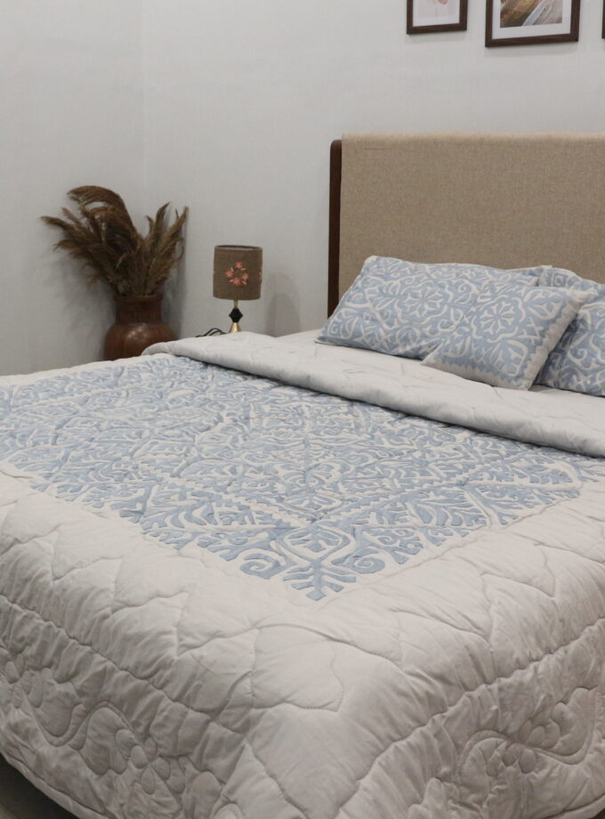 6 Pcs Applique Quilt Bedsheet set