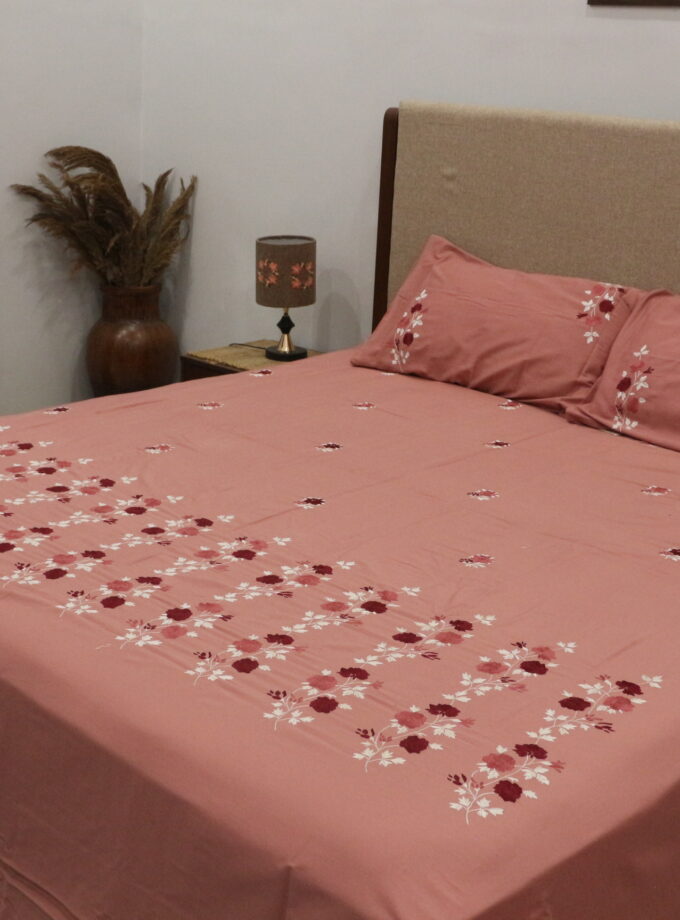 3 Pcs Embroidered Bedsheet set