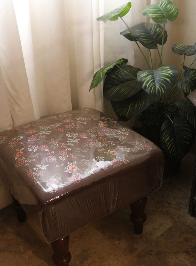 Square Puffy Stool with Embroidery
