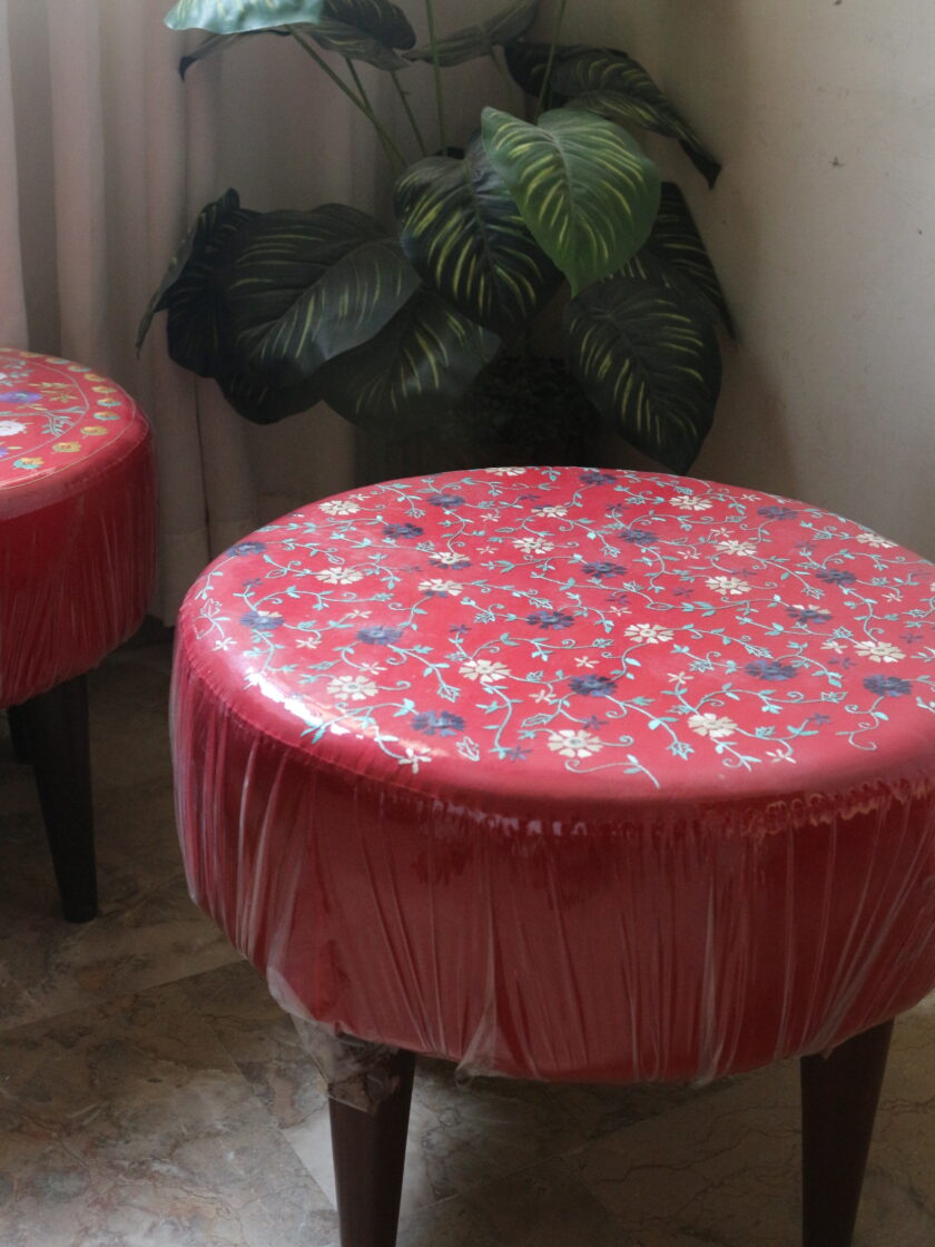 Round Puffy Stool with Embroidery - Image 2