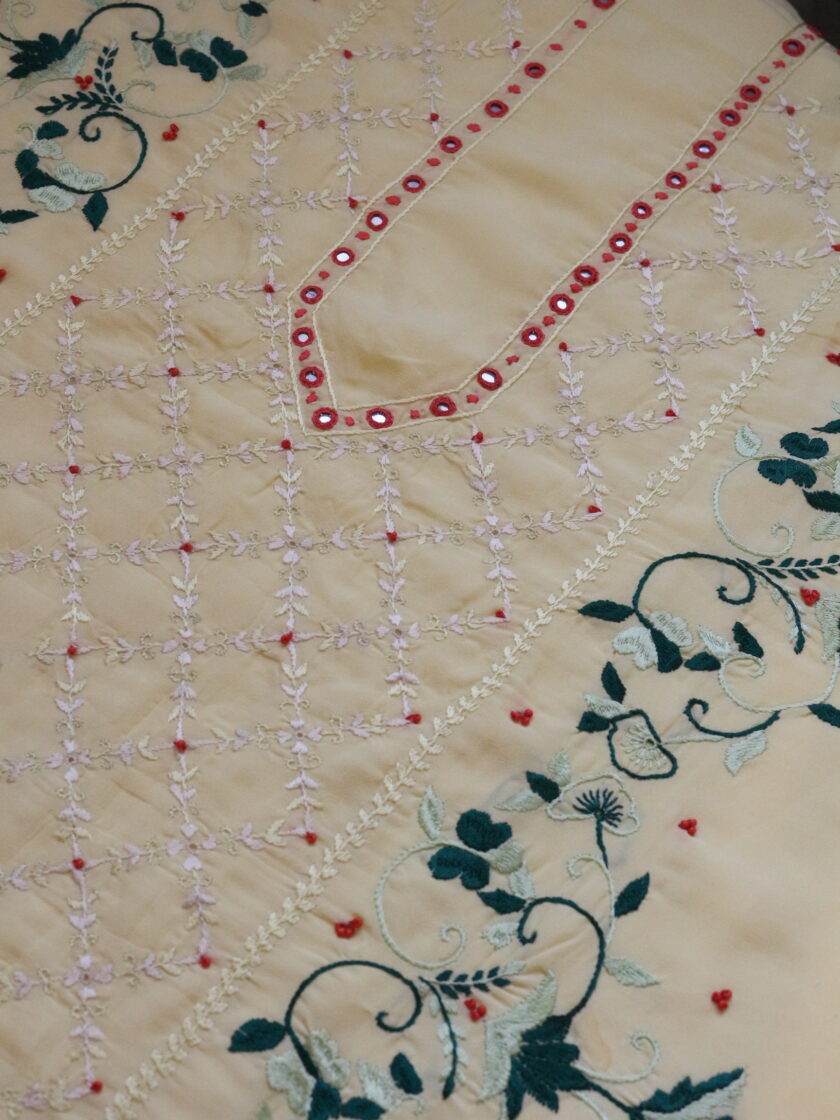1 Pc Shirt embroidery with mirror work