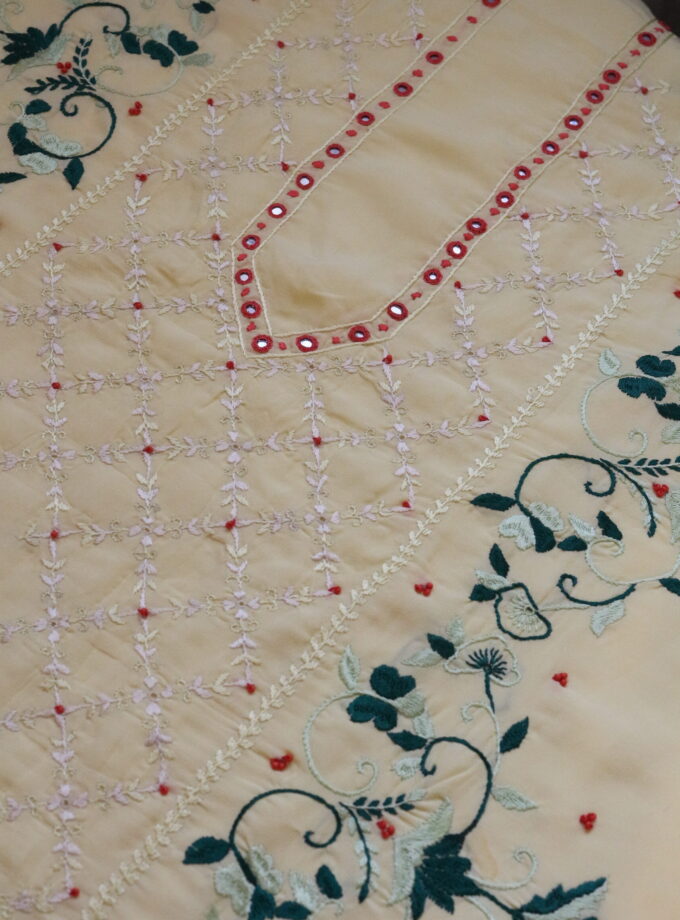 1 Pc Shirt embroidery with mirror work