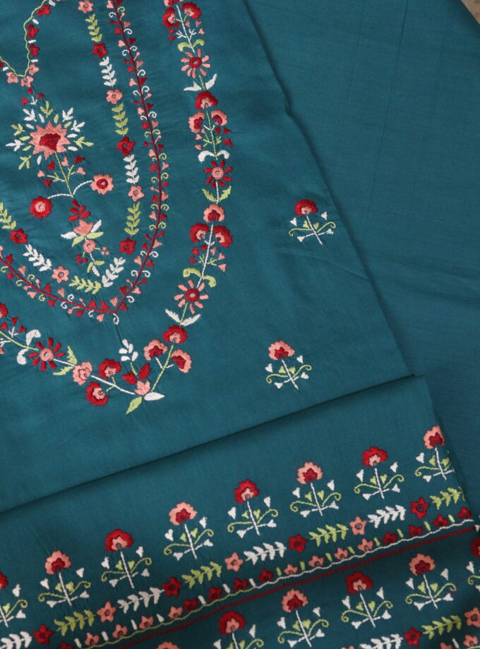 2 Pcs embroidered suit with mirror work