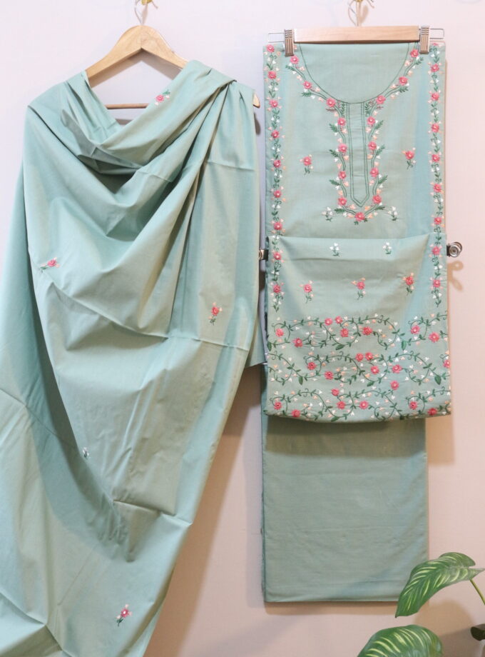 3 Pcs embroidered + mirror work suit