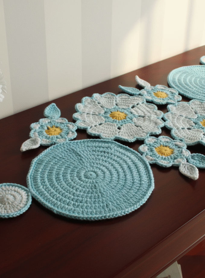Crochet center table runner