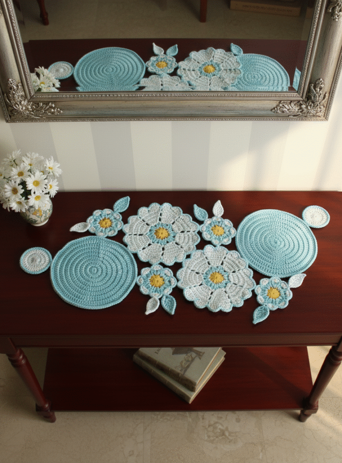 Crochet center table runner