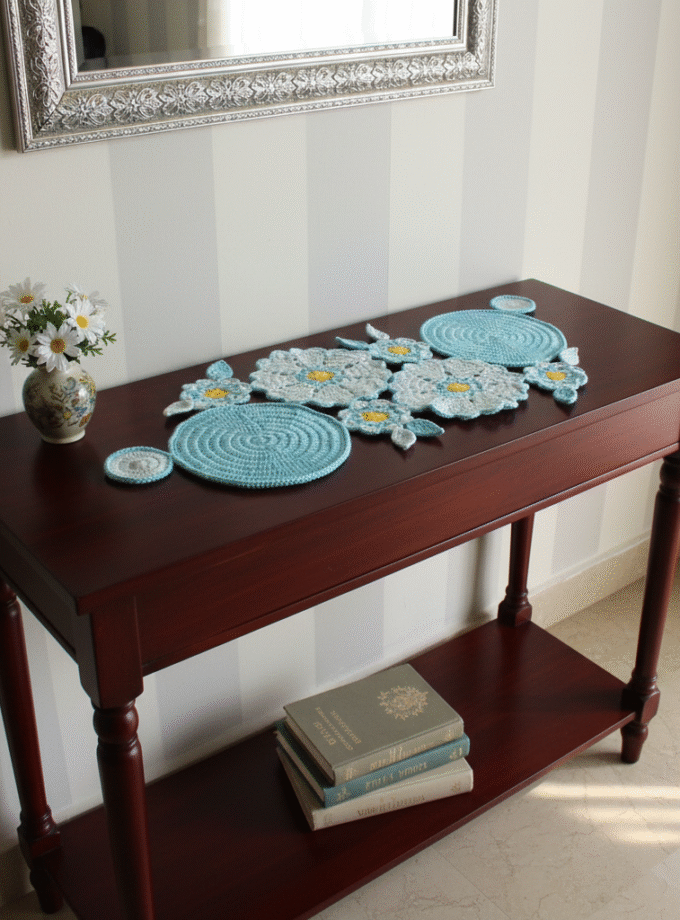 Crochet center table runner