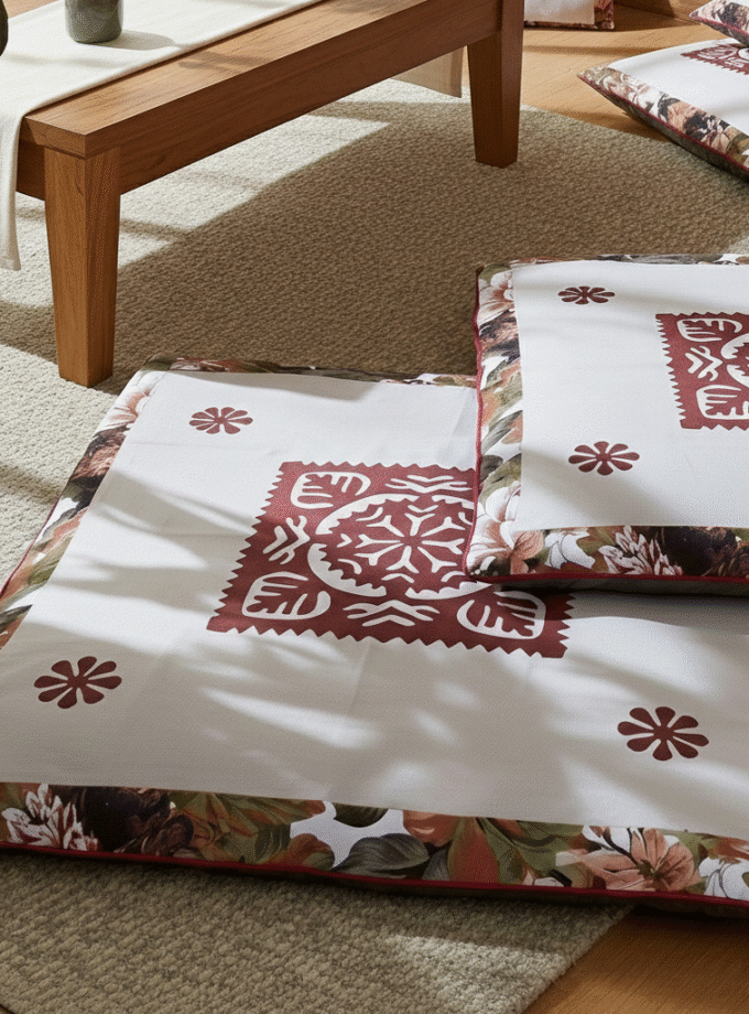 6 Pcs Applique Floor Cushion Covers Set