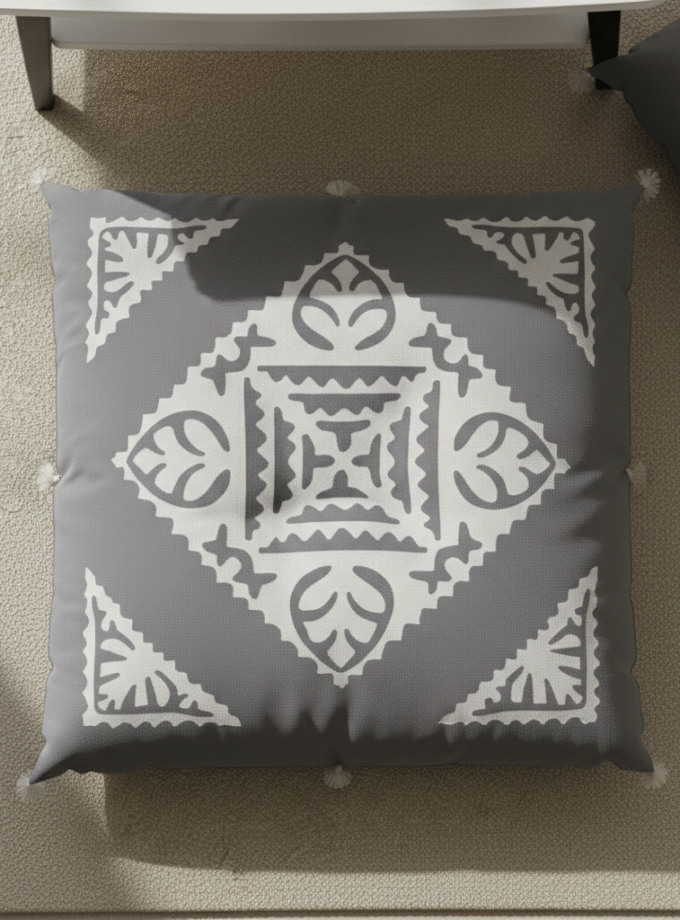 2 Pcs Applique Floor Cushion Covers Set