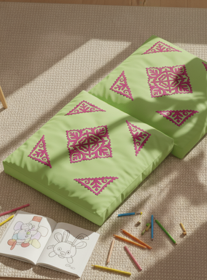 2 Pcs Applique Floor Cushion Covers Set