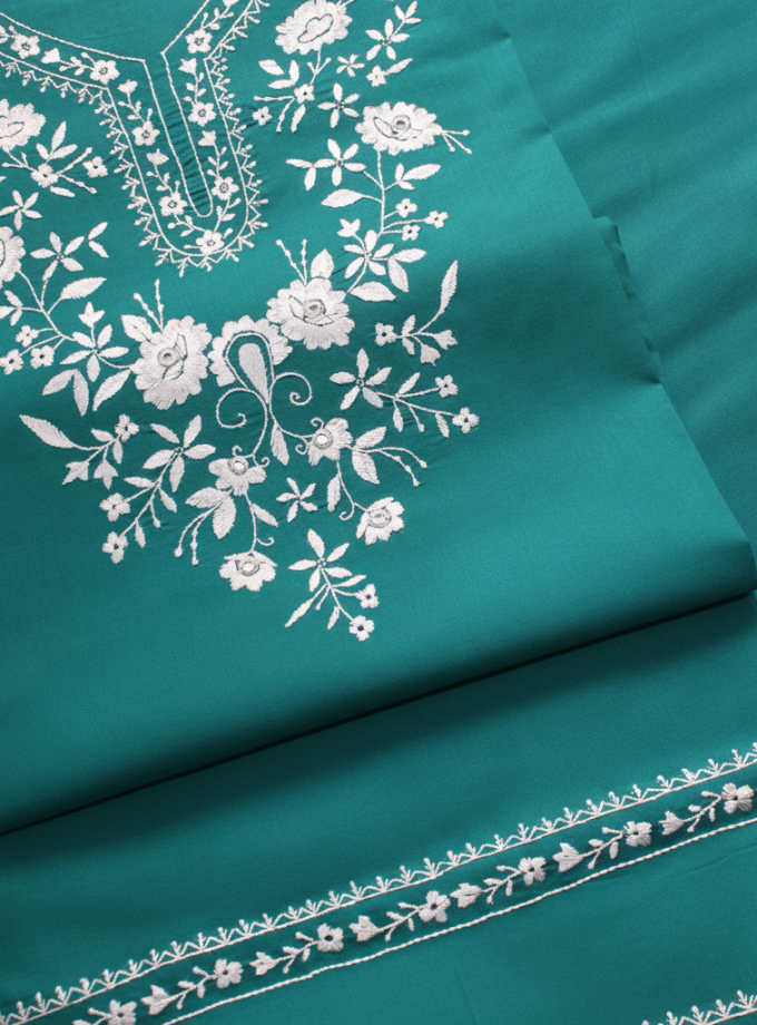 2 Pcs Embroidered Suit with Mirror Work