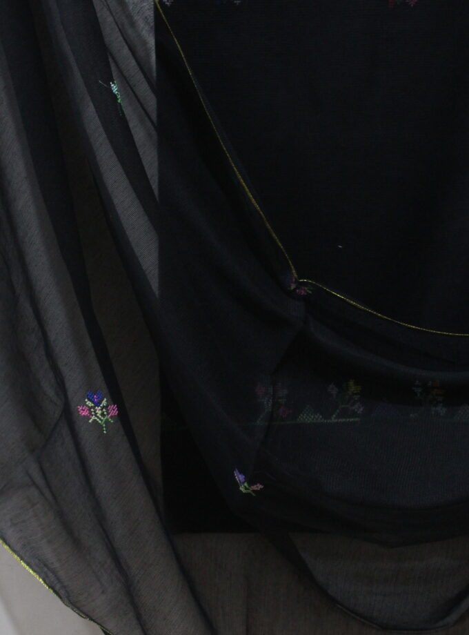 2 Pcs Embroidered Suit with Mirror Work