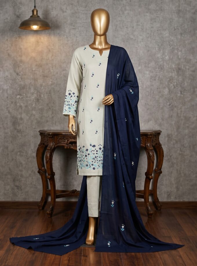 3 Pcs Embroidery Suit