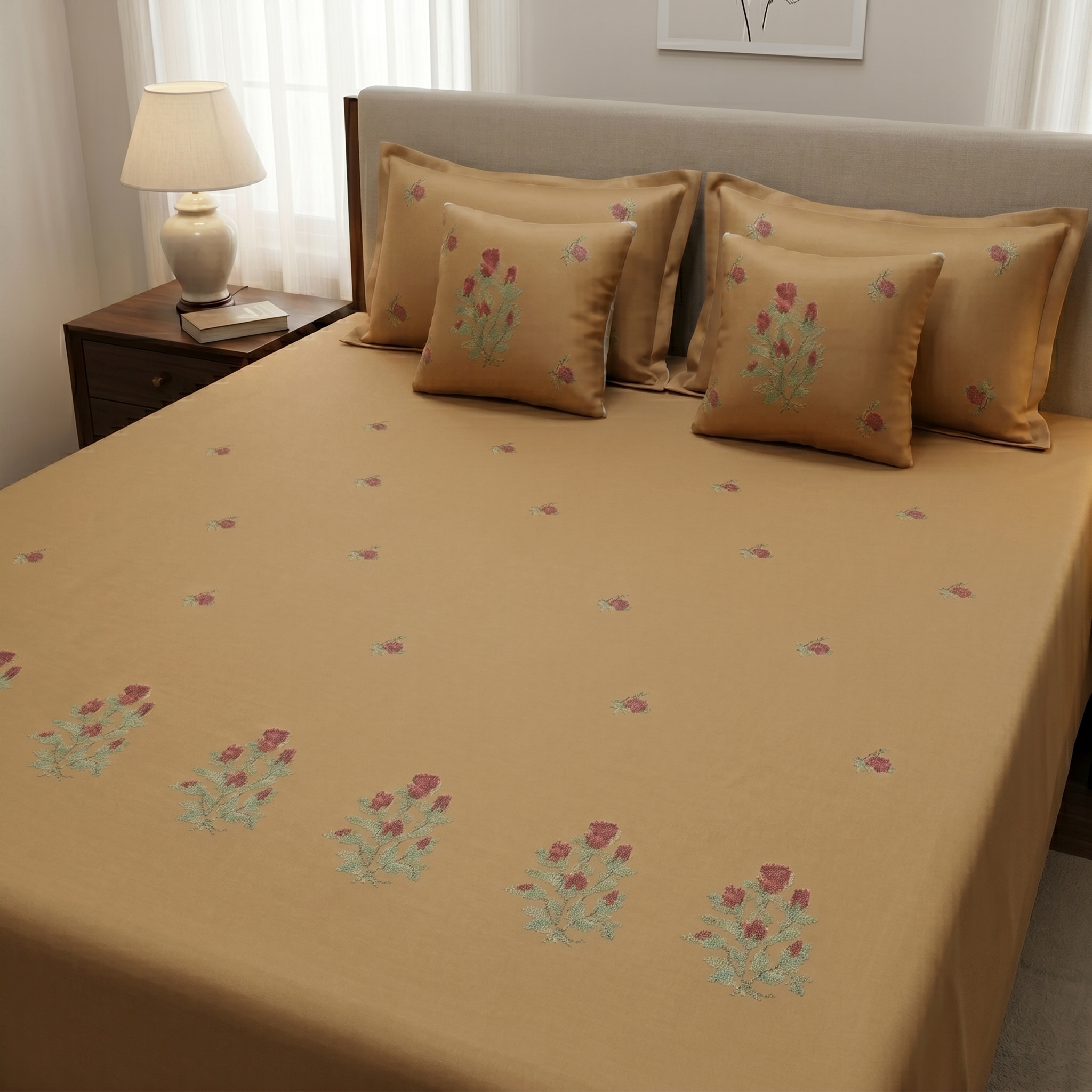 5 Pcs Cross-Stitch Bedsheet set - Image 4