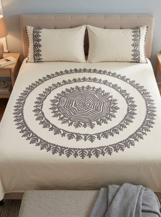 3 Pcs Applique Bedsheet set
