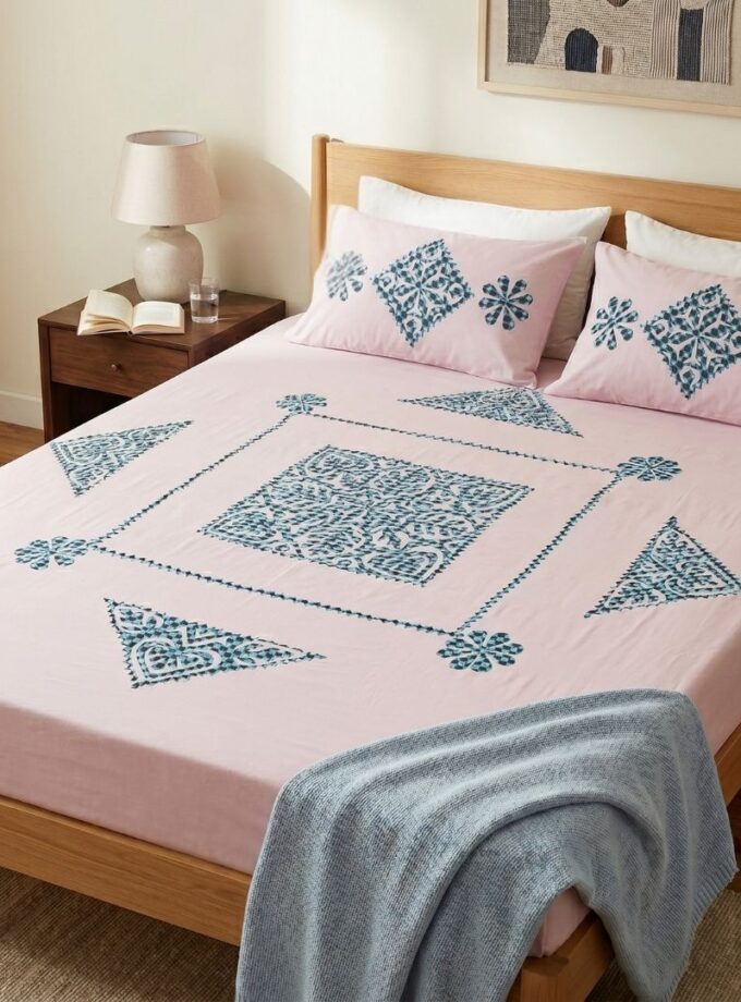 3 Pcs Applique Bedsheet set